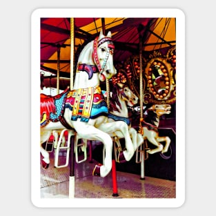 Carnival Midway - Three Carousel Horses Sticker